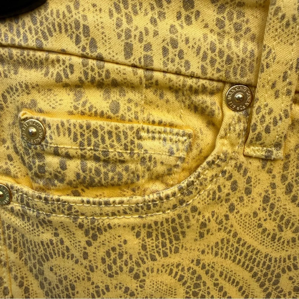 Y2K 7 For All Mankind Yellow Paisley Lace Skinny Jeans Size 26 - Picture 3 of 7